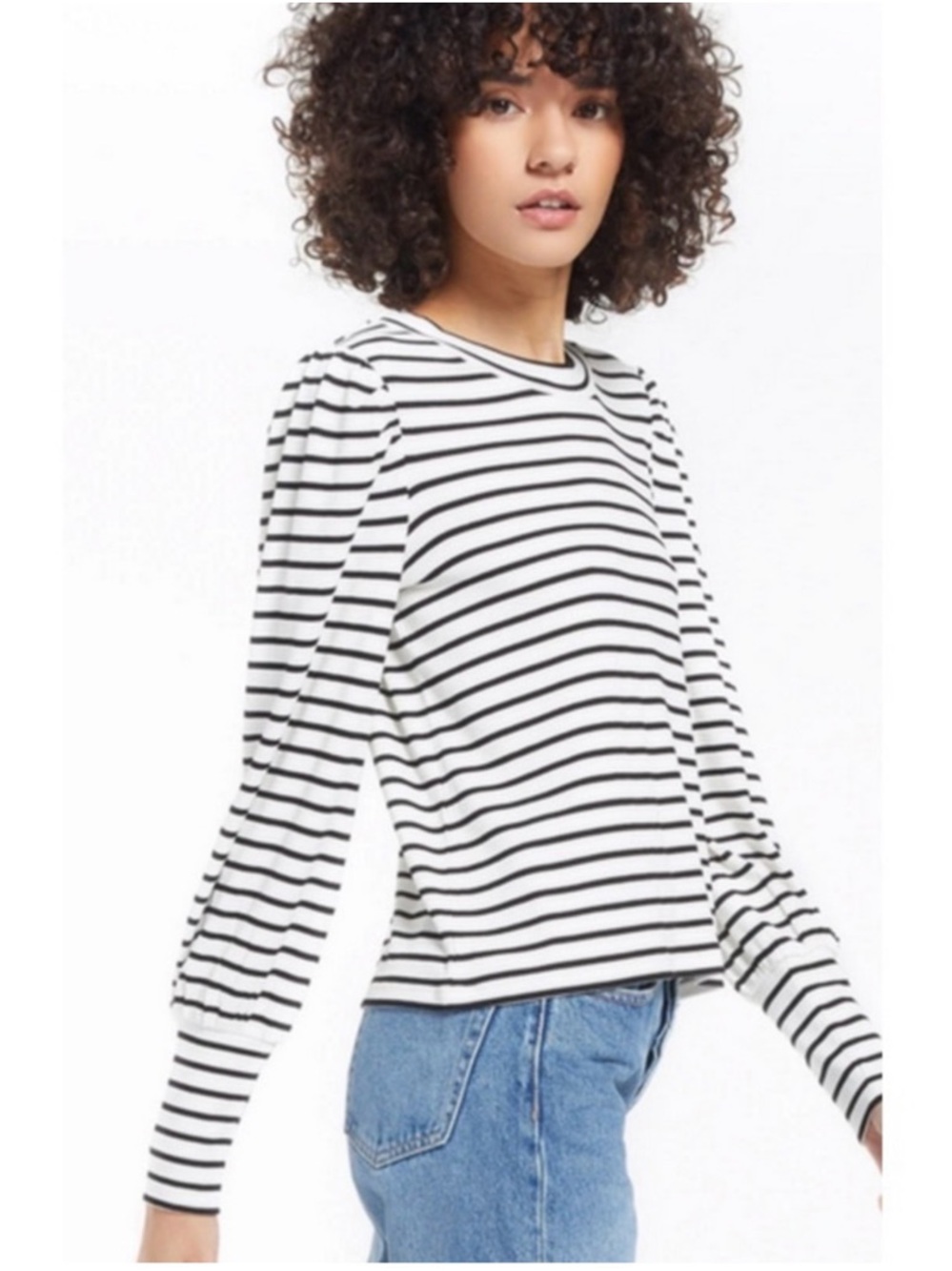 Z Supply clementine top black and white ribbed top in XS